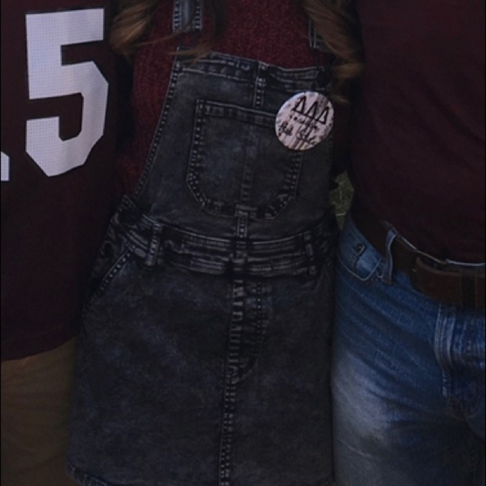 Washed black overall dress